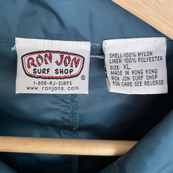 Ron Jon Surf Shop Cocoa Beach FL Mens XL Turquoise Windbreaker Zip-Up Jacket - Picture 4 of 5